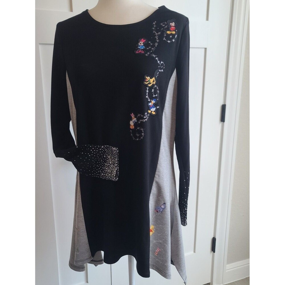 The Bradford Exchange Disney Characters Black Long Sleeve Tunic Top Womens Large